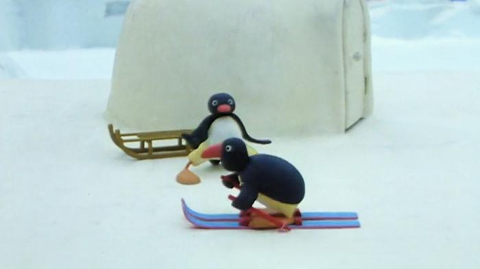 STG Pingu On Makeshift Skis